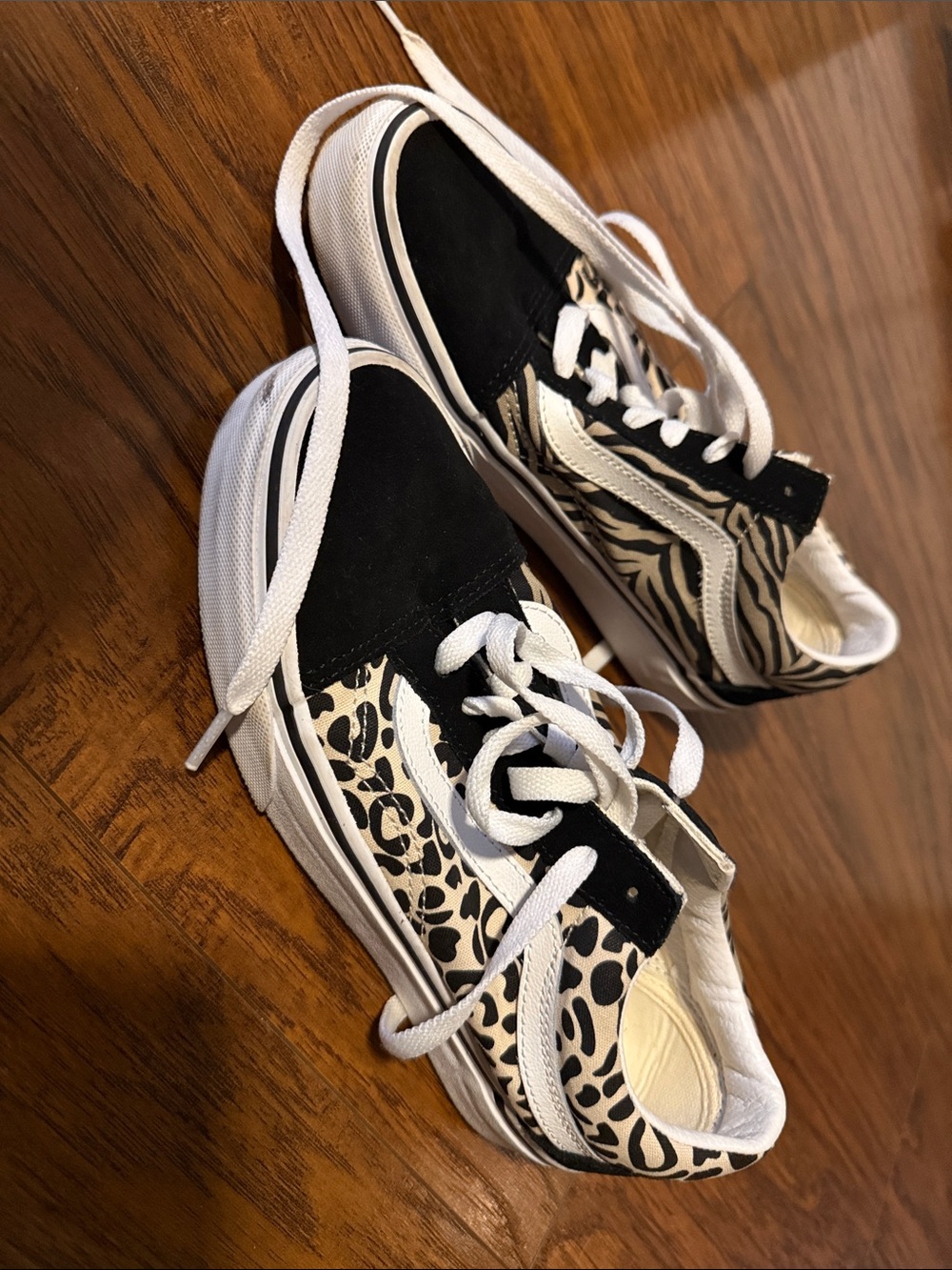 Vans Black and White Animal Print Old Skool Sneakers